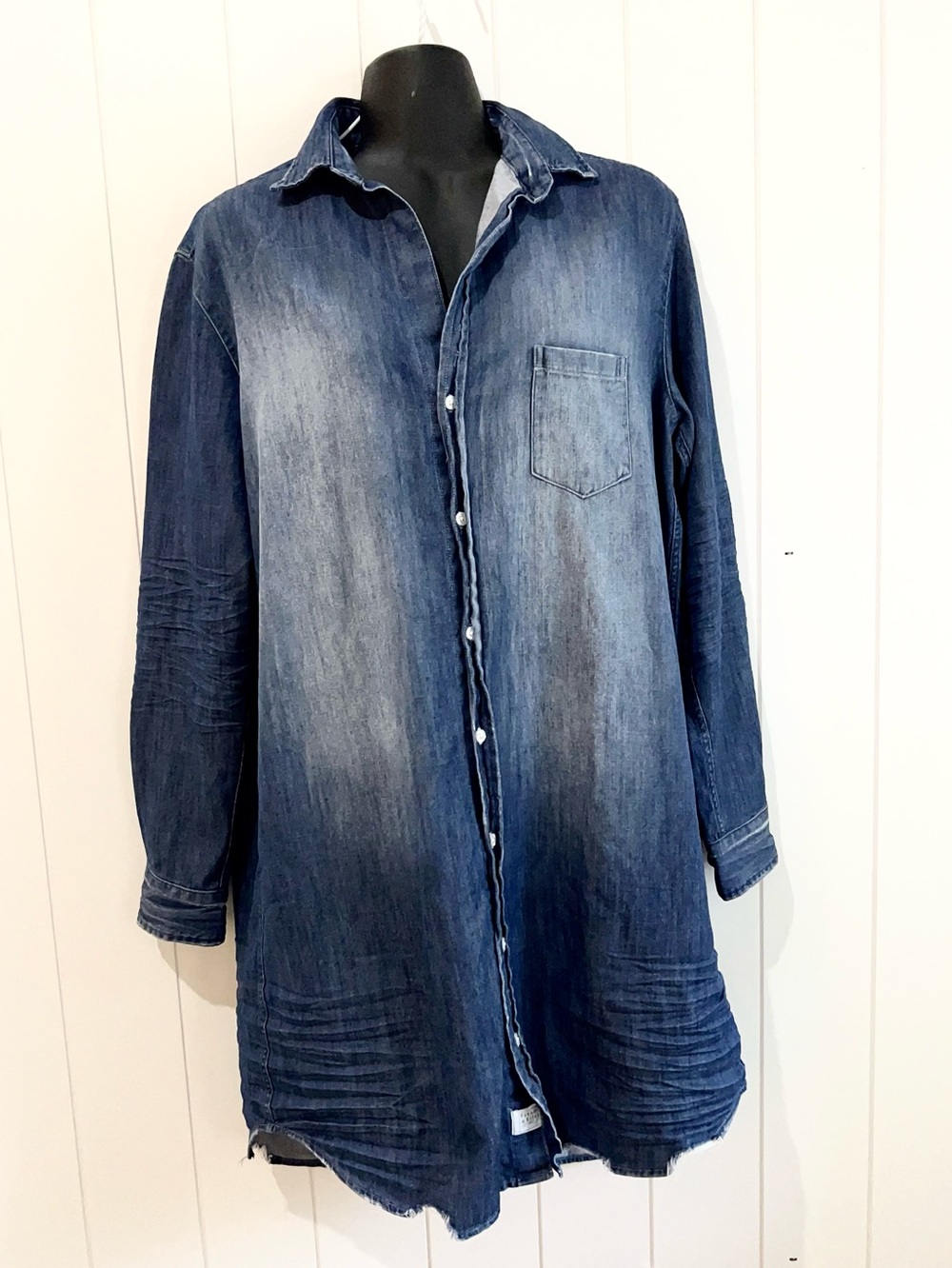 Frank & Eileen Mary Dress Denim Distressed casual Midi Size S - Picture 5 of 13
